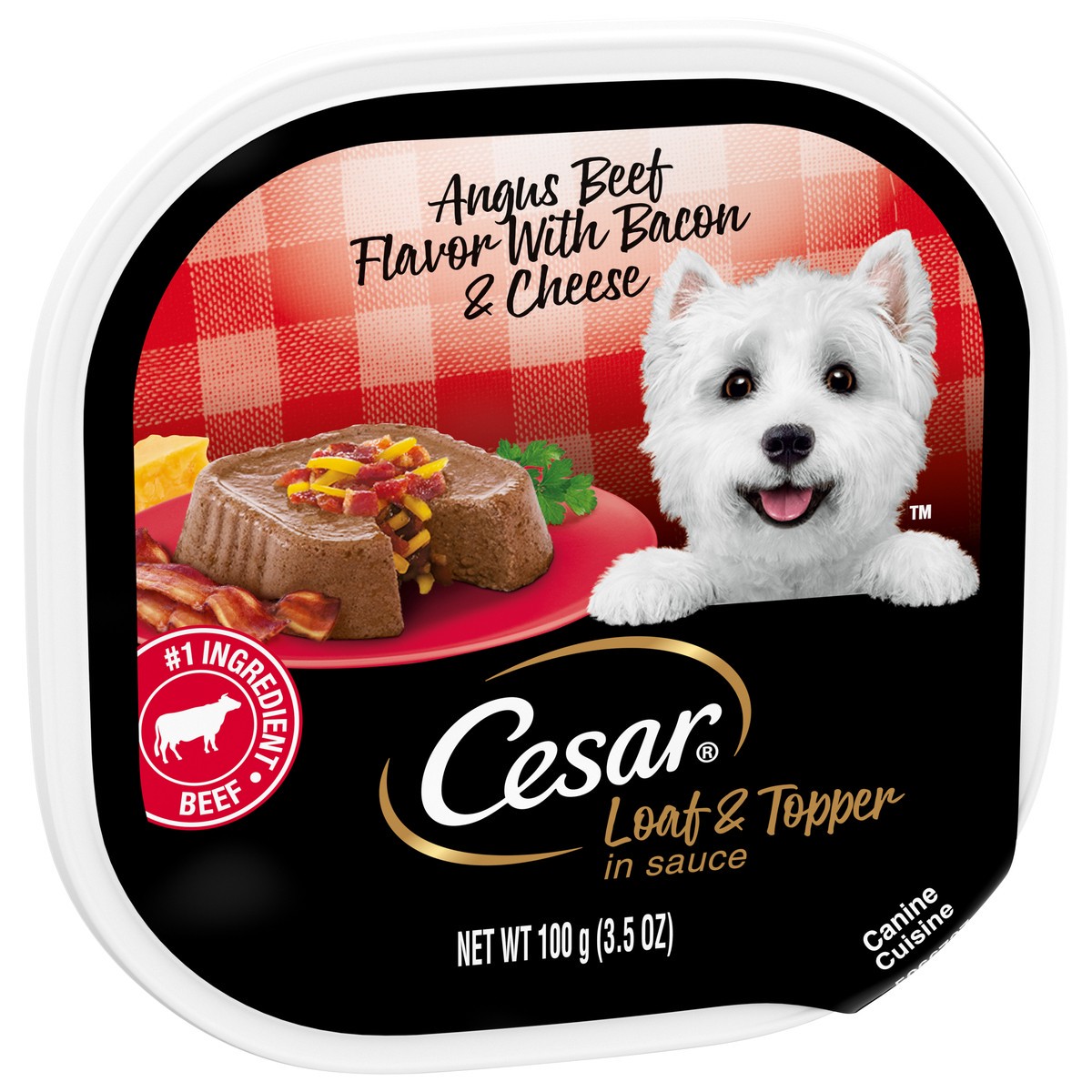 slide 2 of 9, Cesar Canine Cuisine Savory Delights Angus Beef Bacon & Cheese Wet Dog Food, 3.5 oz