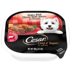 Cesar Loaf & Topper Angus Beef Flavor with Bacon & Cheese in Sauce Canine Cuisine 3.5 oz