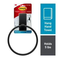 3M Command Bath Towel Ring Matte Black