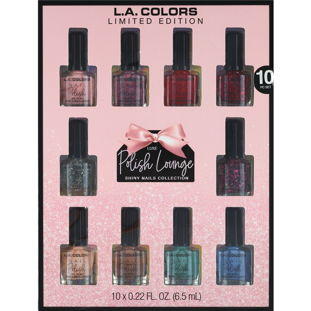 slide 1 of 1, L.A. Colors Luxe Polish 10-Piece Lounge Shiny Nail Polish Set, 1 gfst