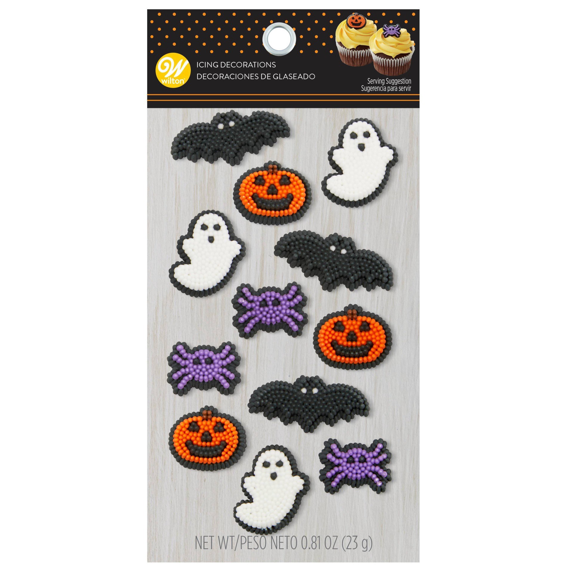 slide 1 of 4, Wilton Halloween Mixed Dot Matrix Icing Decorations, 12 ct