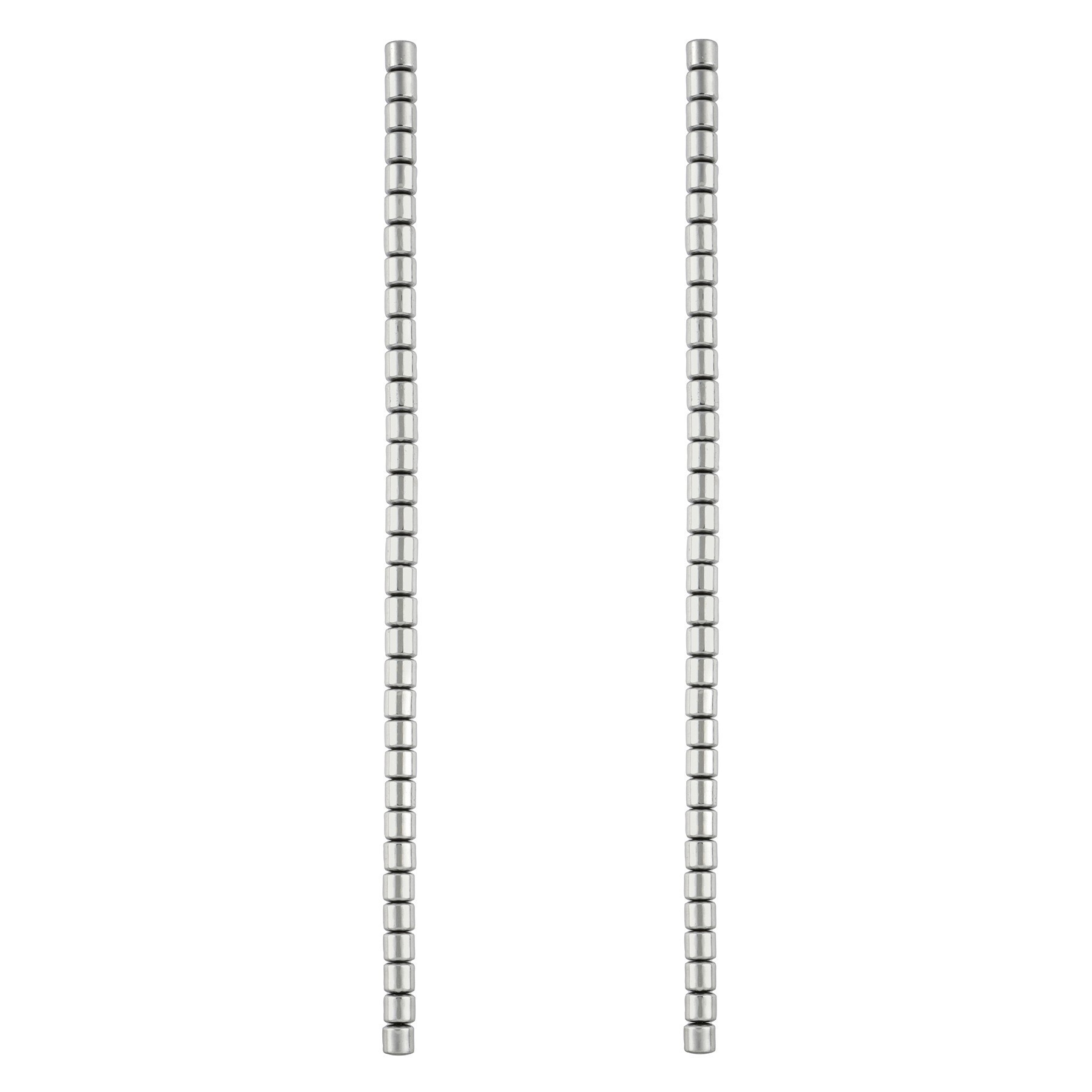 slide 3 of 3, Rhodium Reconstituted Hematite Tube Beads, 4mm By Bead Landing, 4 mm