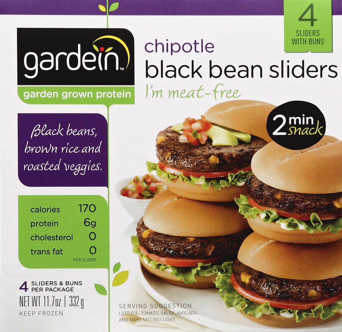 slide 4 of 4, Gardein Chipotle Black Bean Sliders Meat-free, 4 ct