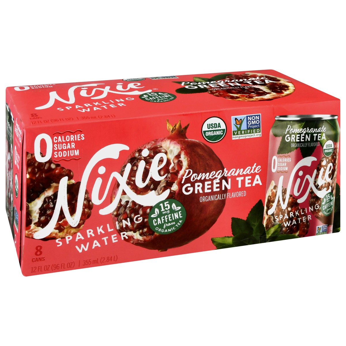 slide 7 of 13, Nixie Sparkling Water, Pomegranate Green Tea 8Pk, 12 fl oz