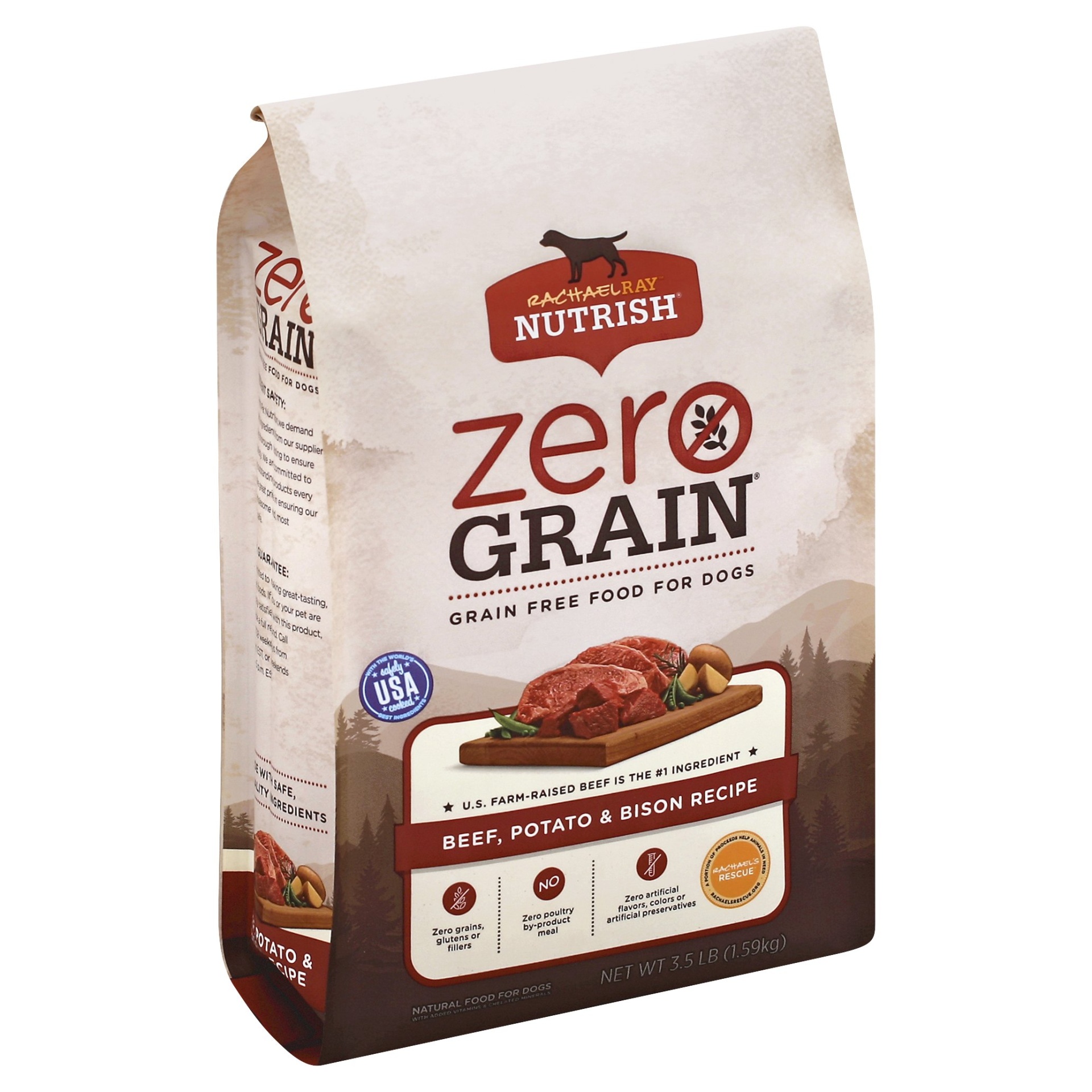 slide 1 of 1, Rachael Ray Nutrish Zero Grain Grain Free Food For Dogs Beef, Potato & Bison Recipe, 3.5 lb