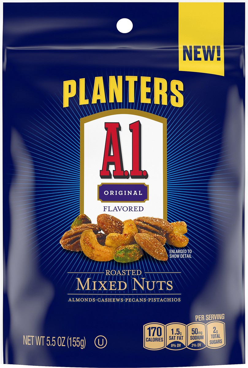 slide 4 of 10, PLANTERS A1 Sauce Flavored Deluxe Mixed Nuts, 5.5 oz