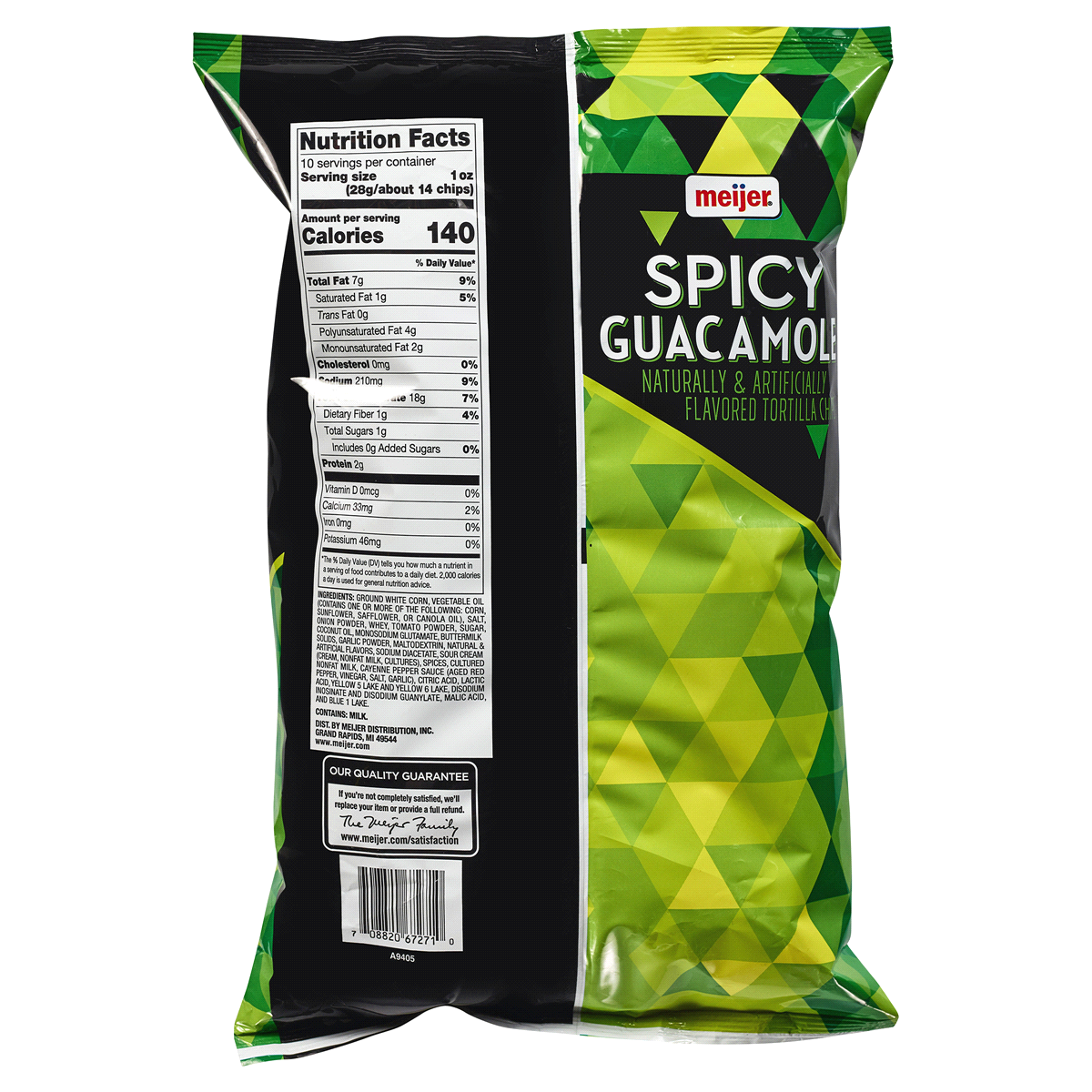 slide 2 of 2, Meijer Spicy Guacamole Tortilla Chips, 10 oz