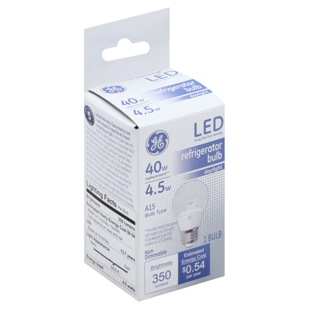 slide 1 of 7, GE LED 40-Watt Appliance Light Bulb - Soft White, 1 ct