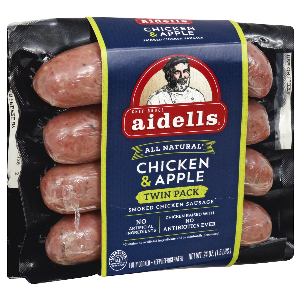 slide 2 of 10, Aidells Chicken & Apple Smoked Sausage, 24 oz
