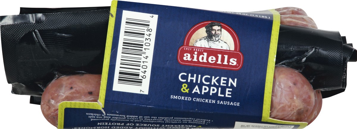 slide 9 of 10, Aidells Smoked Chicken Sausage, Chicken & Apple, Twin Pack, 24 oz. (8 Fully Cooked Links), 24 oz