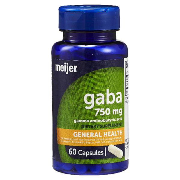 slide 1 of 1, Meijer Gaba 750 mcg Aminobutyric Acid Dietary Supplement, 60 ct
