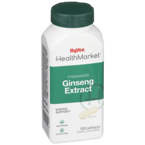 slide 1 of 1, Hy-Vee HealthMarket Ginseng Extract Dietary Supplement Vegetarian Capsules, 120 ct