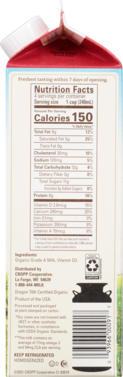 slide 3 of 14, ORGANIC VALLEY Organic Whole Milk - Ultra Pasteurized, 32 oz, 32 oz