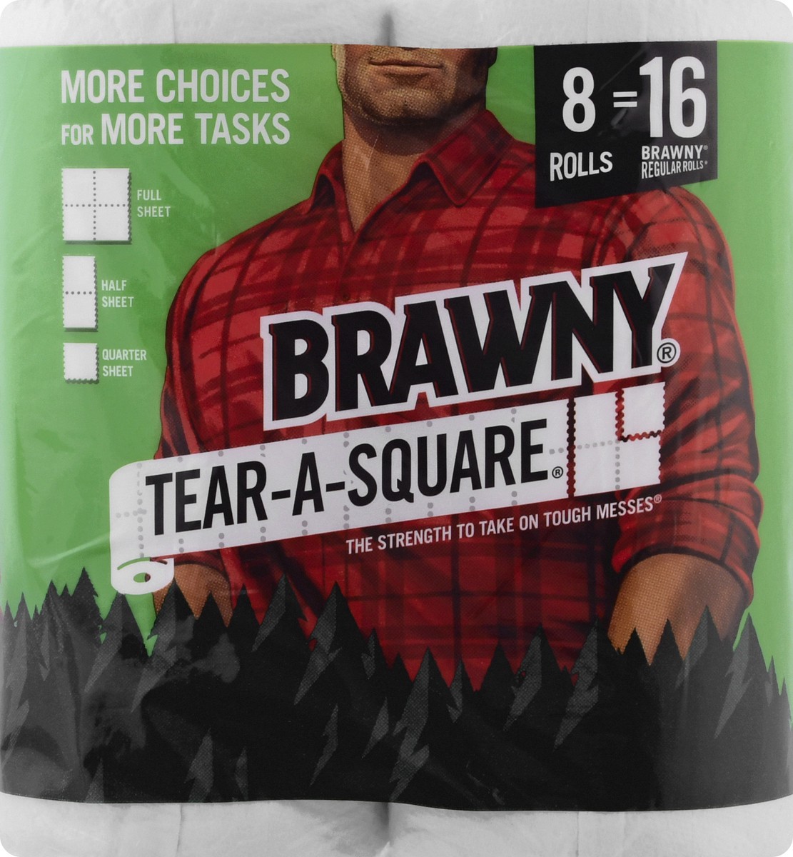 slide 4 of 10, Brawny Tear-A-Square 2-Ply Paper Towels 8 ea, 8 ct