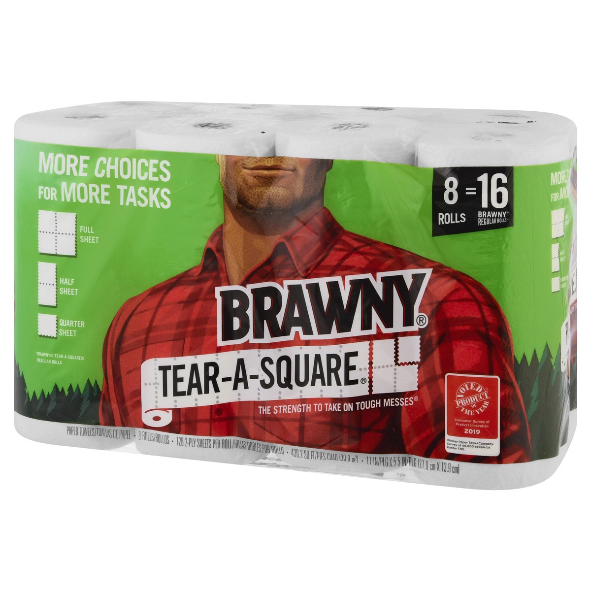 slide 7 of 10, Brawny Tear-A-Square 2-Ply Paper Towels 8 ea, 8 ct