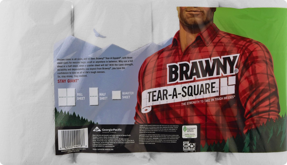 slide 9 of 10, Brawny Tear-A-Square 2-Ply Paper Towels 8 ea, 8 ct