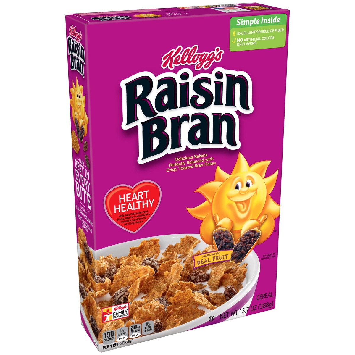 slide 2 of 10, Raisin Bran Breakfast Cereal Original Excellent Source of Fiber, 13.7 oz