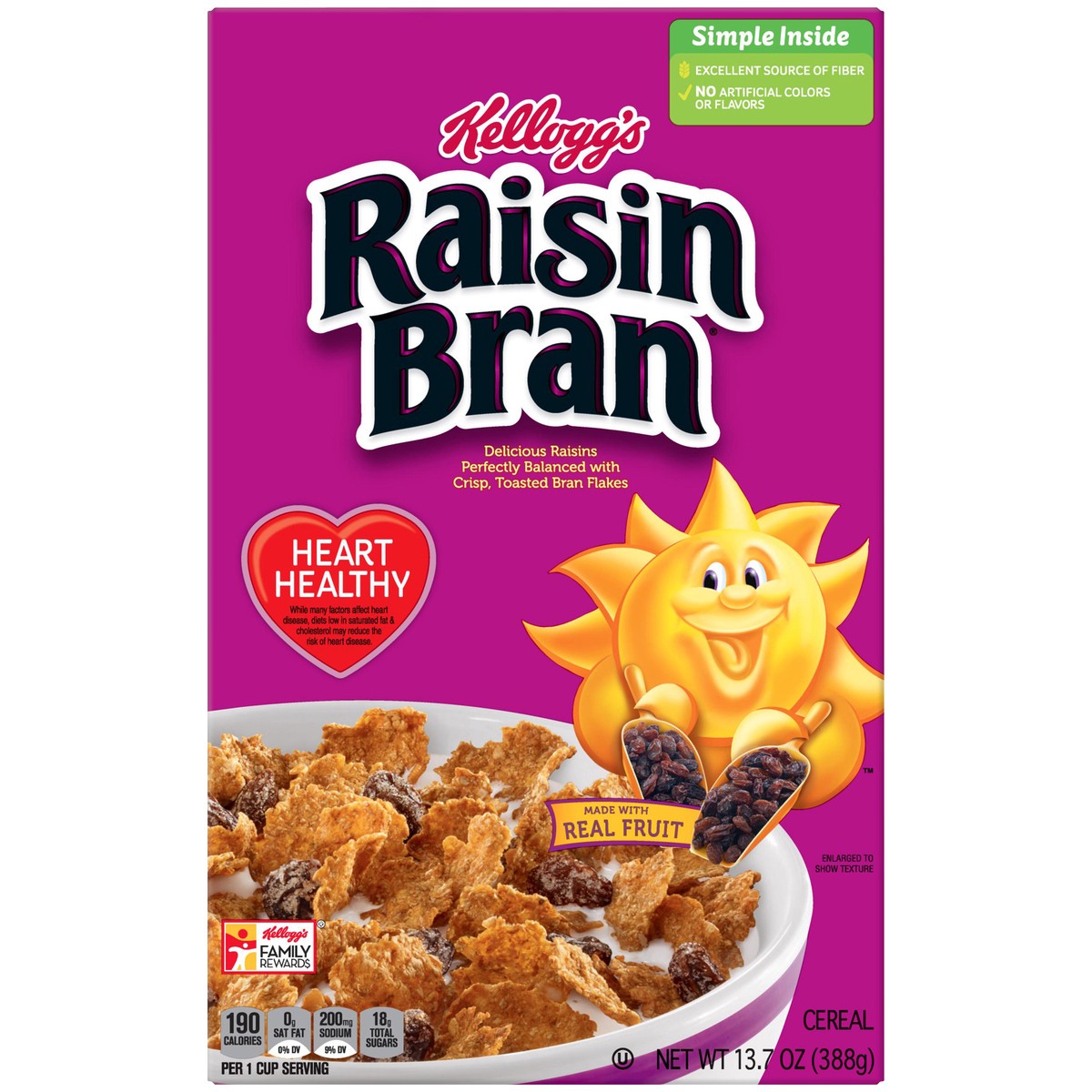 slide 4 of 10, Raisin Bran Breakfast Cereal Original Excellent Source of Fiber, 13.7 oz