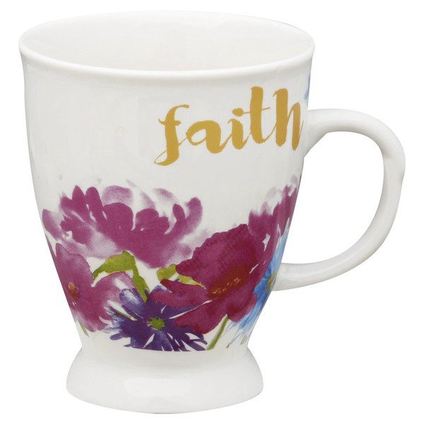 slide 1 of 1, Gibson Home Bold Floral Faith Mug, 17.4 oz