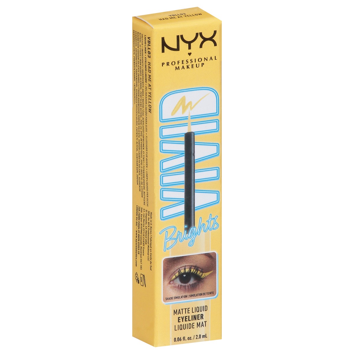 slide 7 of 9, NYX Professional Makeup Vivid Brights VBLL03 Had Me at Yellow Brights Matte Liquid Eyeliner 0.06 fl oz, 0.06 fl oz