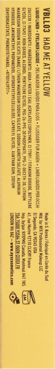slide 8 of 9, NYX Professional Makeup Vivid Brights VBLL03 Had Me at Yellow Brights Matte Liquid Eyeliner 0.06 fl oz, 0.06 fl oz