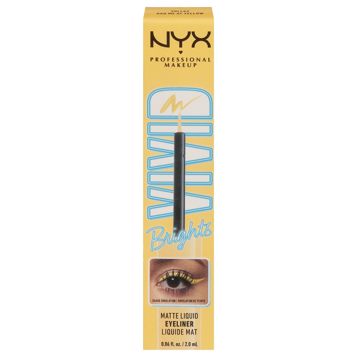 slide 1 of 9, NYX Professional Makeup Vivid Brights VBLL03 Had Me at Yellow Brights Matte Liquid Eyeliner 0.06 fl oz, 0.06 fl oz