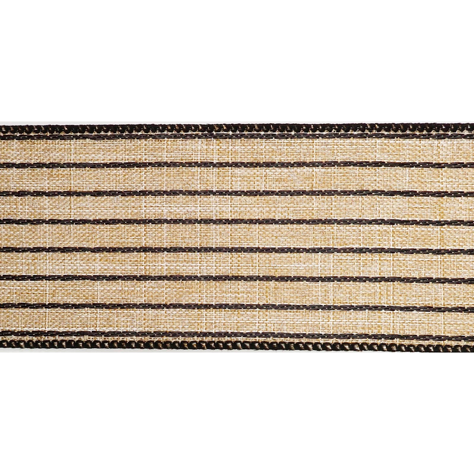 slide 3 of 4, 2.5" X 25ft. Faux Linen Wired Pinstripe Ribbon By Celebrate It, 2.5 in x 25 ft