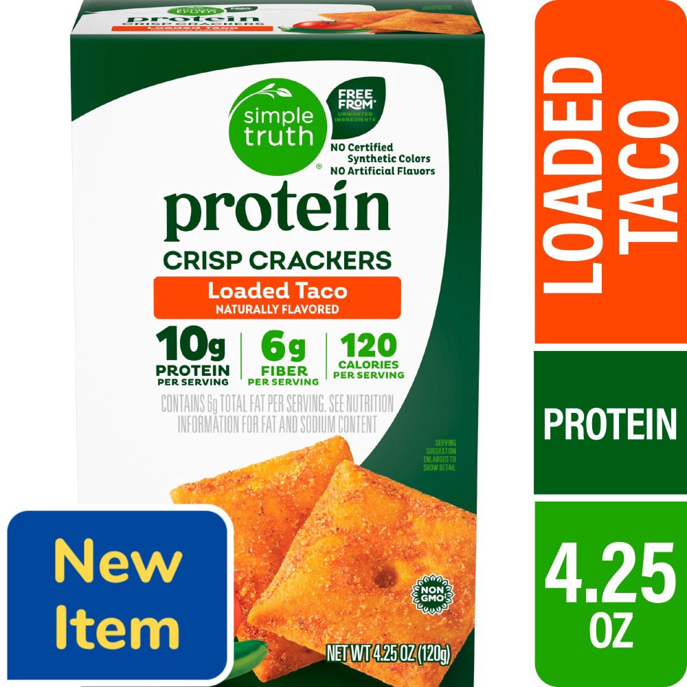 slide 1 of 2, Simple Truth® Protein Loaded Taco Crisp Crackers, 4.25 oz