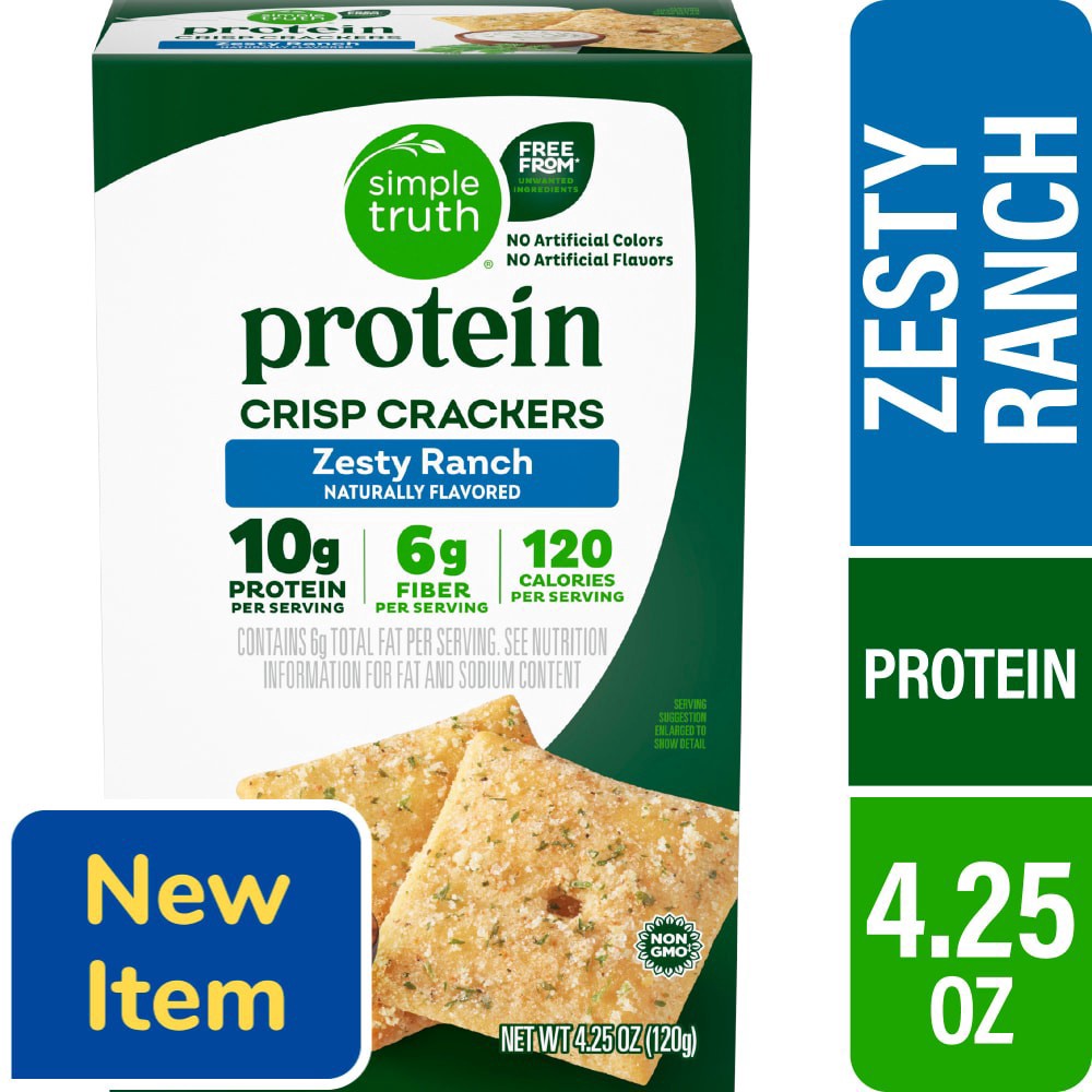 slide 2 of 2, Simple Truth® Protein Zesty Ranch Crisp Crackers, 4.25 oz