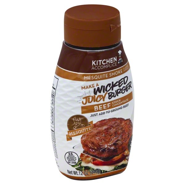 slide 1 of 1, Kitchen Accomplice Wicked Juicy Burger Beef Stock Concentrate, 12 oz