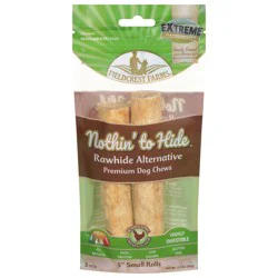 Fieldcrest Farms Nothin To Hide Dog Chews, Premium, Rawhide Alternative, Chicken Flavor, 5 Inch Small Rolls, 2 Pack