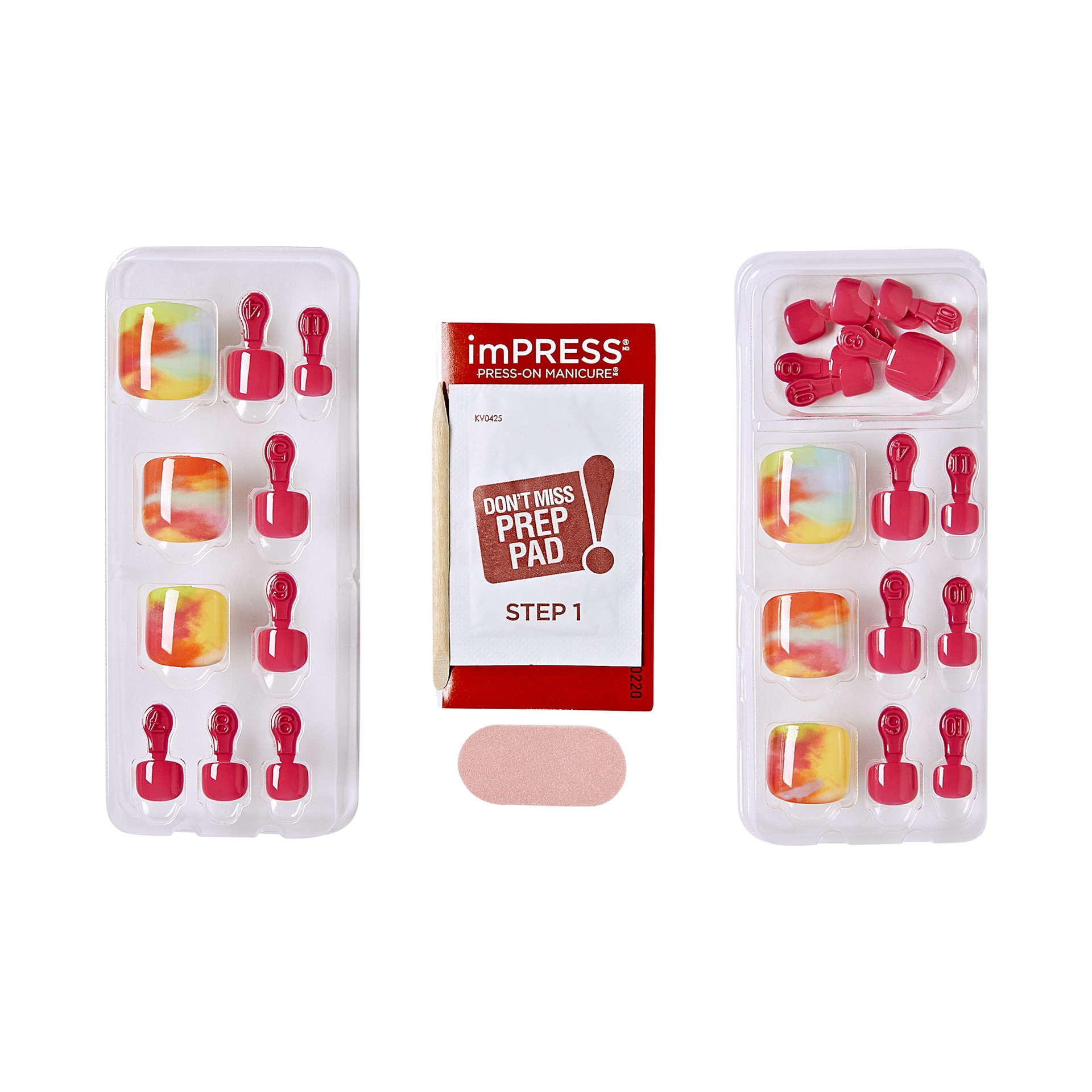 slide 5 of 5, imPRESS KISS imPRESS Square Press-On Toenails, Pink, 24 Pieces, 1 ct