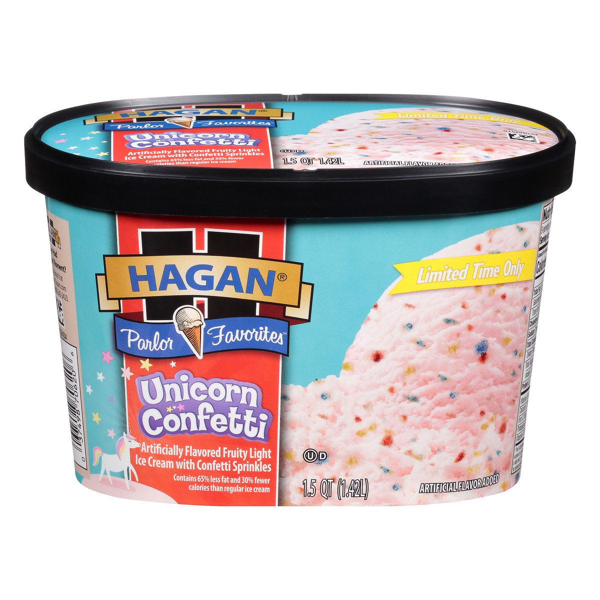 slide 1 of 3, Hagan Parlor Favorites Unicorn Confetti Ice Cream 1.5 qt, 1.5 qt