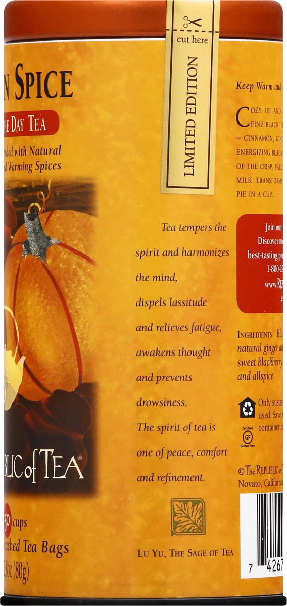 slide 8 of 9, The Republic of Tea Bags Pumpkin Spice Black Tea - 50 ct, 50 ct