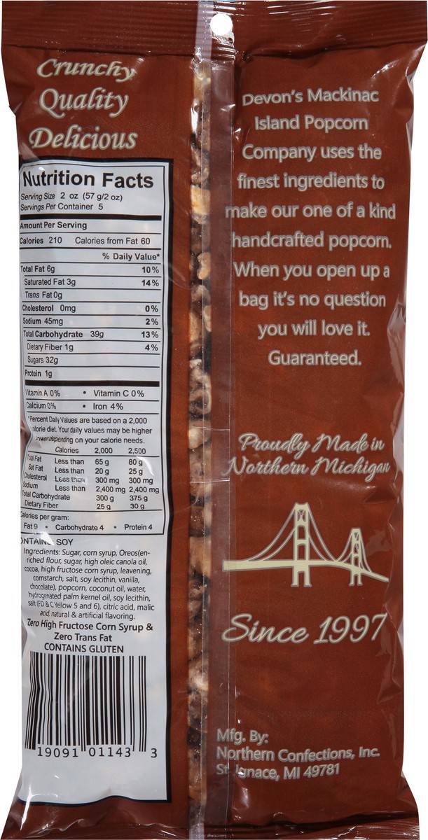 slide 6 of 9, Devon's Mackinac Island Popcorn Co. Devons Cookies And Cream Popcorn, 10 oz
