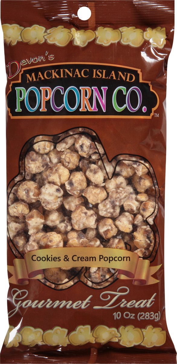 slide 9 of 9, Devon's Mackinac Island Popcorn Co. Devons Cookies And Cream Popcorn, 10 oz