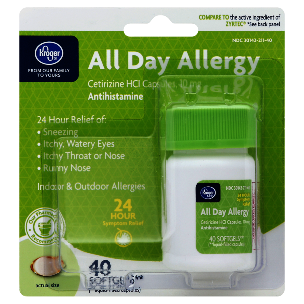slide 1 of 1, Kroger All Day Allergy Softgels, 40 ct