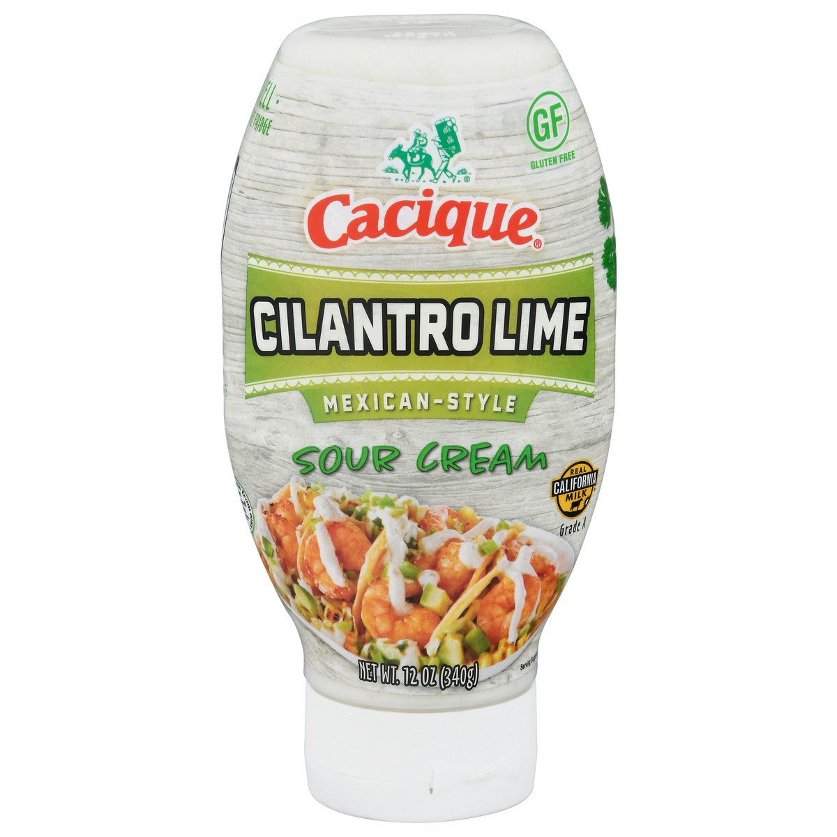 slide 1 of 9, Cacique Cilantro Lime Sour Cream, 12 oz