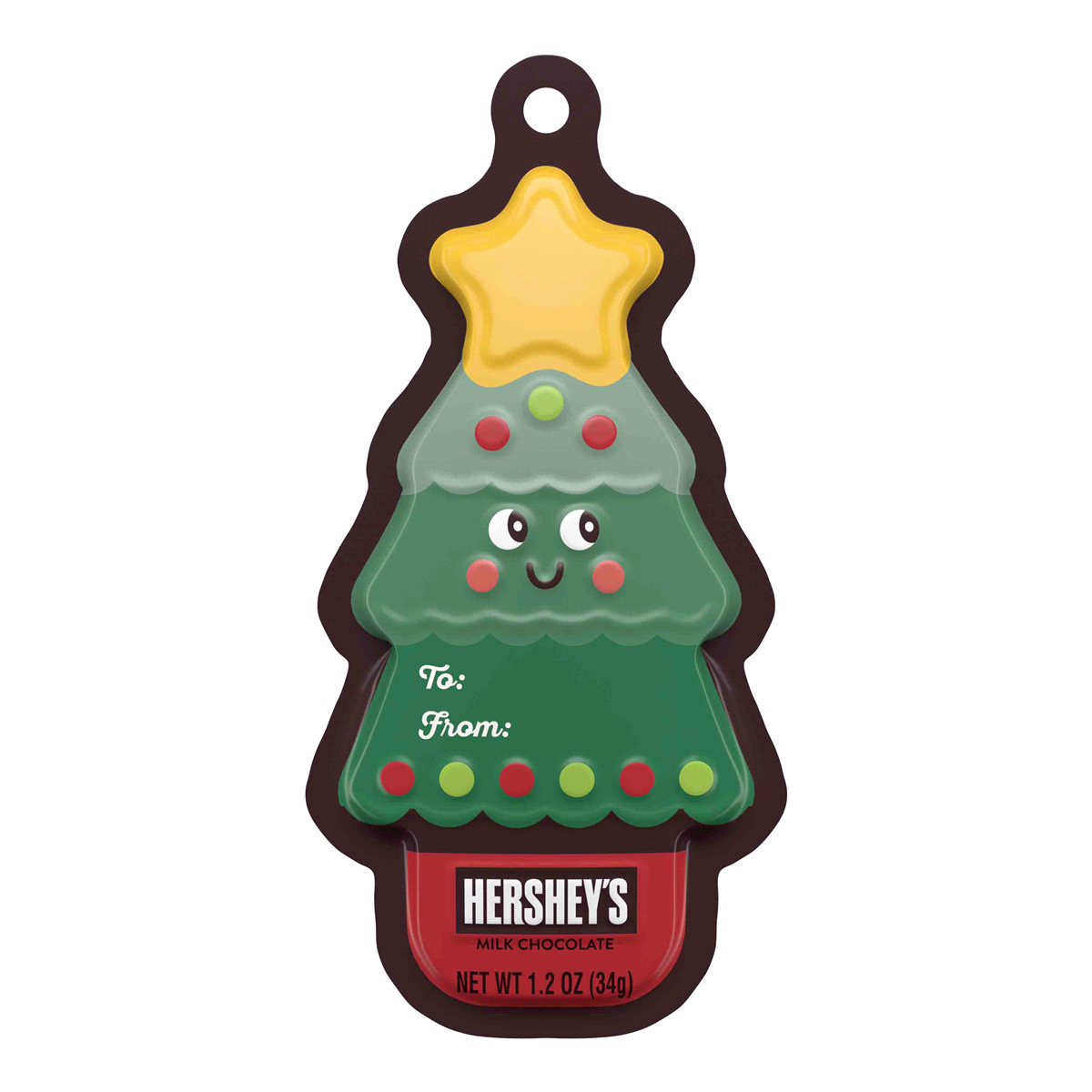 slide 1 of 1, Hershey's Milk Chocolate Tree Gift Tag Holiday Candy, 1.2 oz
