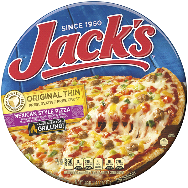slide 1 of 6, Jack's Original Thin Crust Mexican Style Frozen Pizza, 17.7 oz