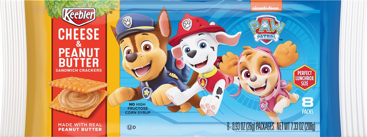 slide 7 of 7, Keebler Paw Patrol 8 Pack Perfect Lunchbox Size Cheese & Peanut Butter Sandwich Crackers 8 ea, 8 ct