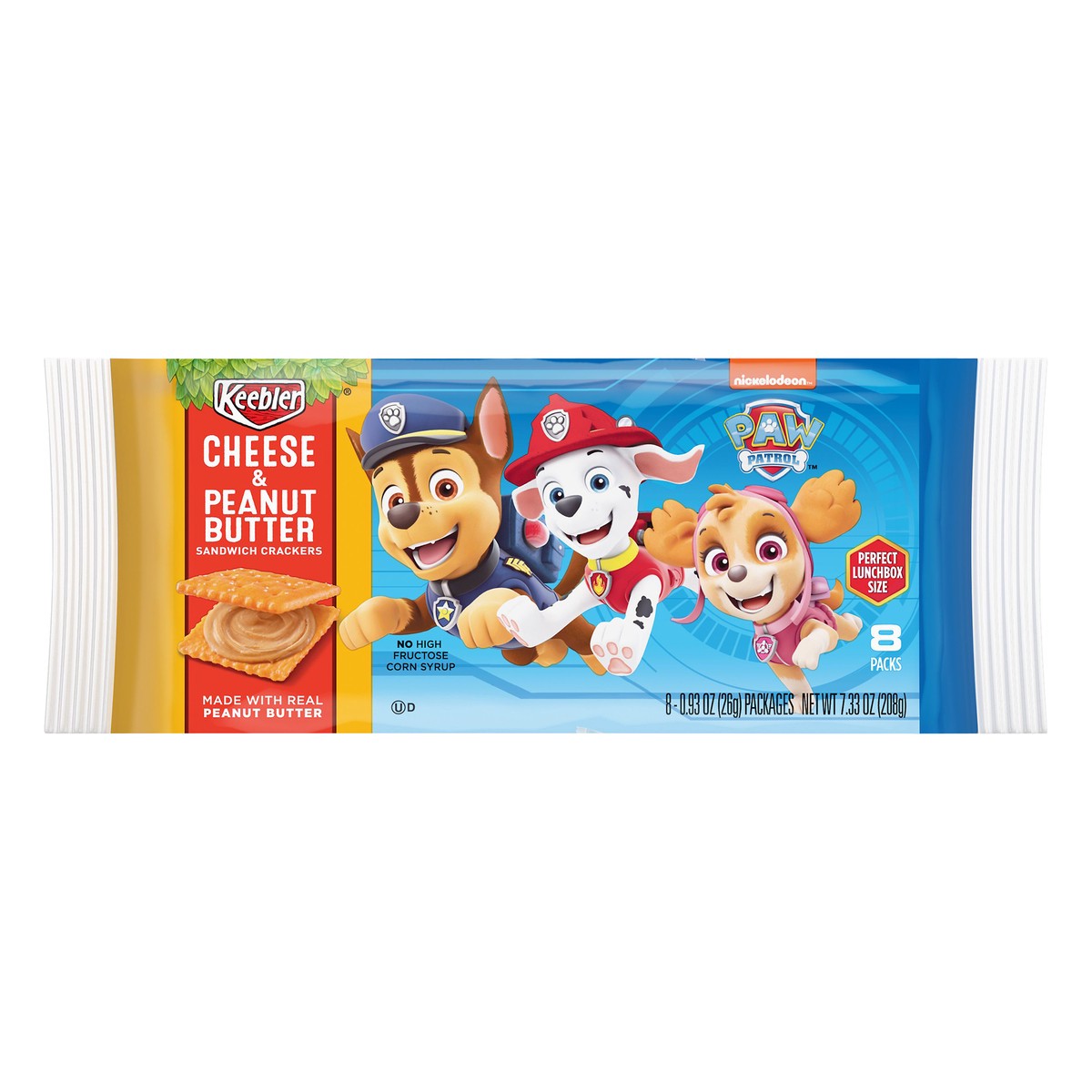 slide 1 of 7, Keebler Paw Patrol 8 Pack Perfect Lunchbox Size Cheese & Peanut Butter Sandwich Crackers 8 ea, 8 ct