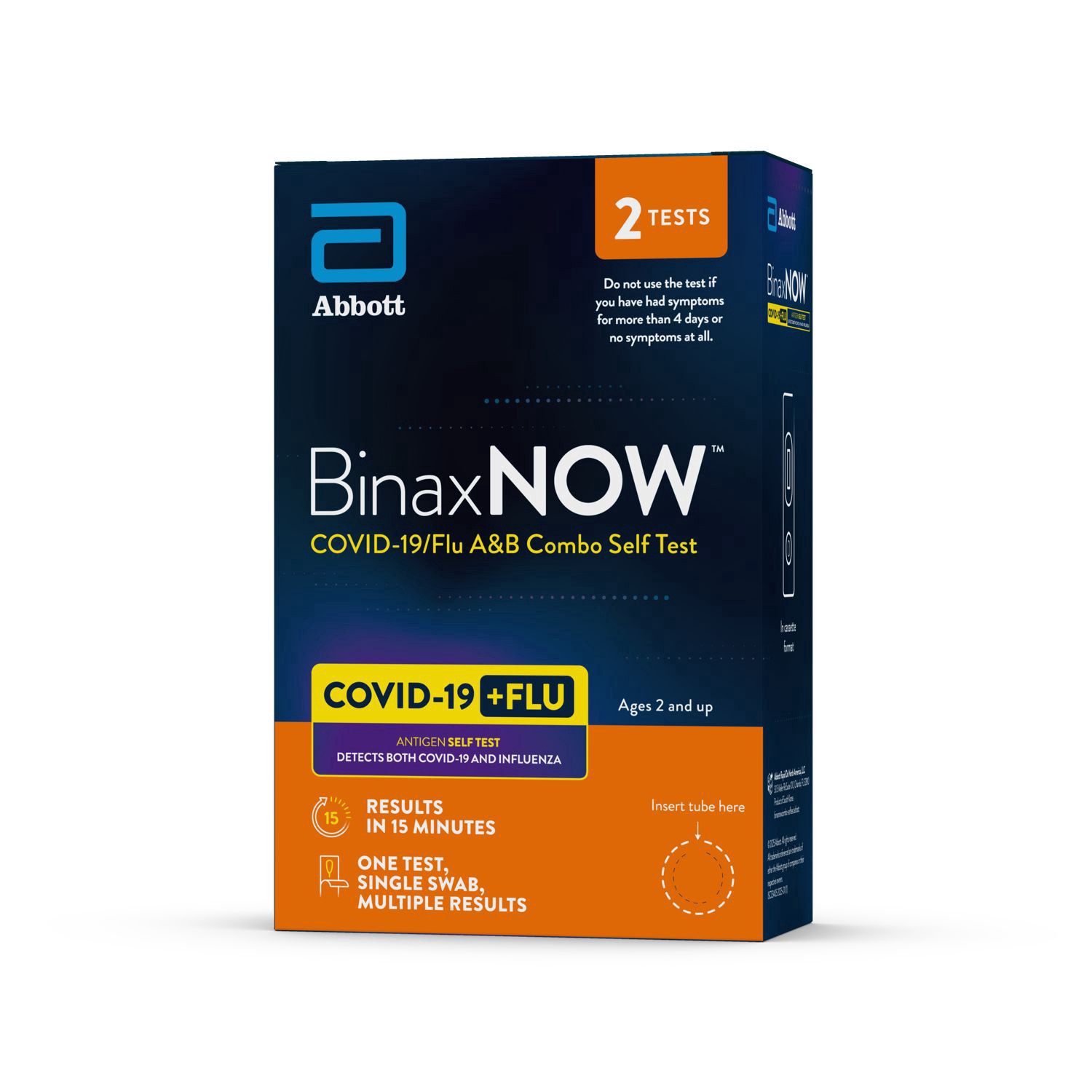 slide 1 of 1, Abbott Binaxnowâ¢ Covid-19/Flu A&B Combo Self Test, 2 Ct, 2 ct