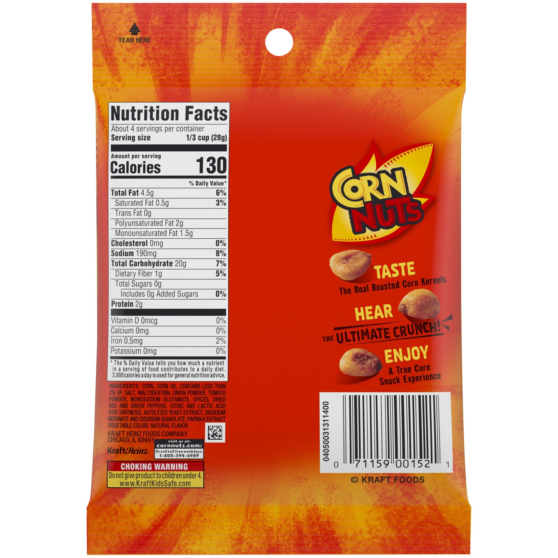 slide 4 of 5, CornNuts Nacho Crunchy Corn Kernels, 4 oz Pack, 4 oz