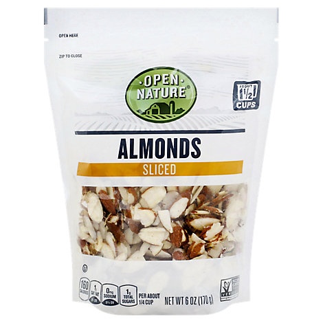 slide 1 of 1, Open Nature Almonds Sliced, 6 oz