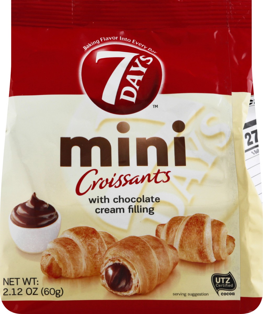 slide 3 of 13, 7DAYS Mini Chocolate Cream Filling Croissants 2.12 oz, 2.12 oz