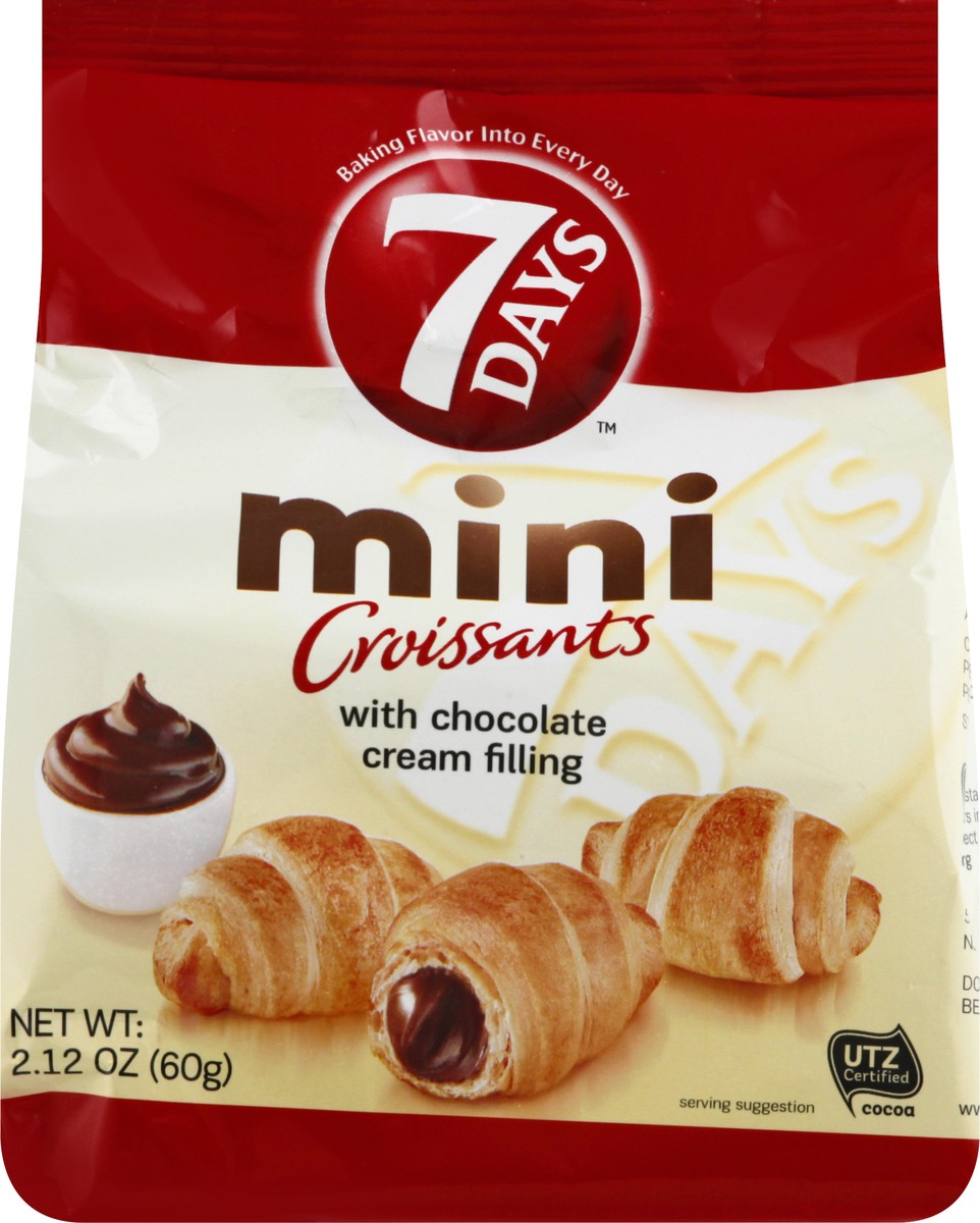 slide 4 of 13, 7DAYS Mini Chocolate Cream Filling Croissants 2.12 oz, 2.12 oz