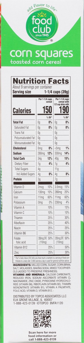 slide 3 of 14, Food Club Corn Squares Toasted Cereal 12 oz, 12 oz