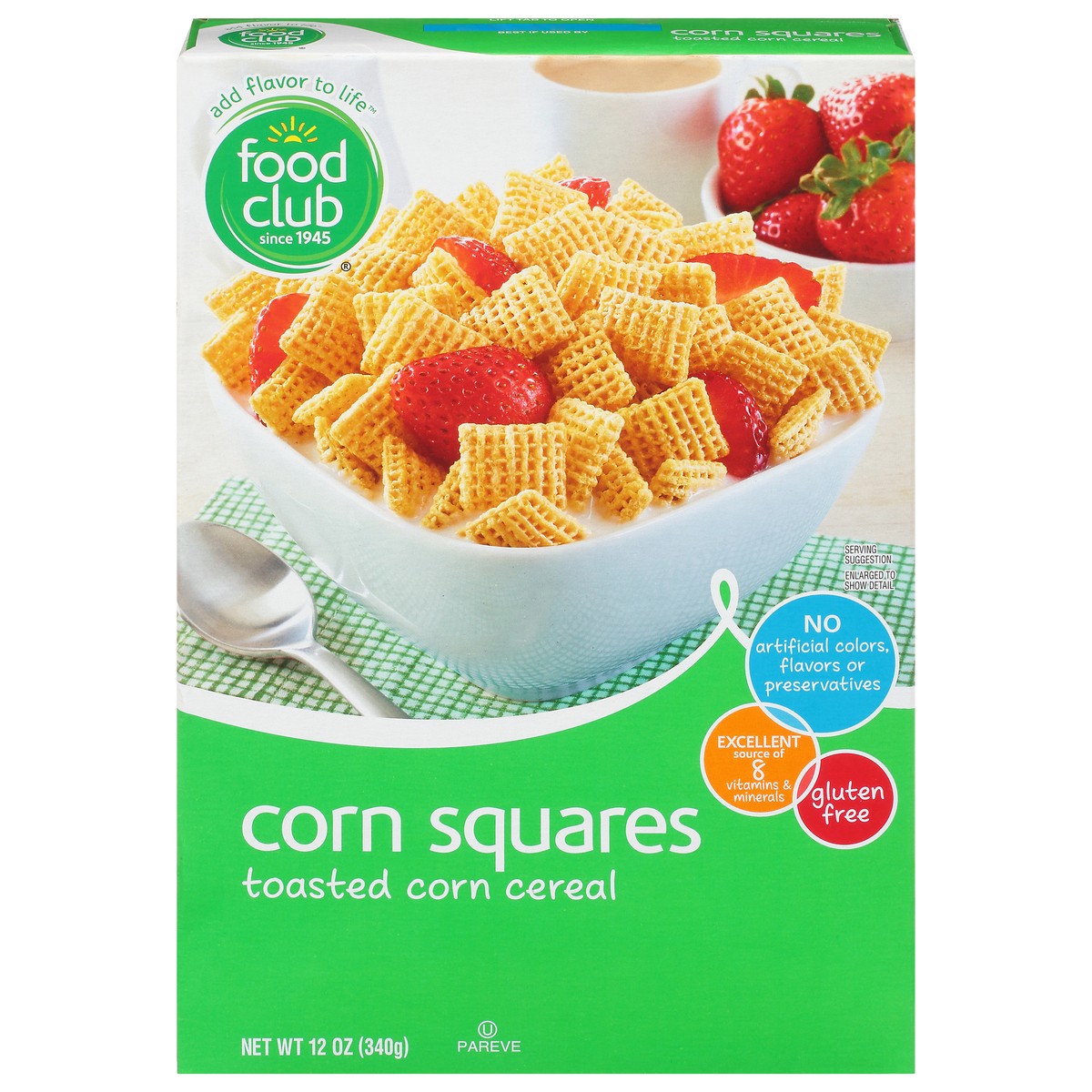 slide 8 of 14, Food Club Corn Squares Toasted Cereal 12 oz, 12 oz