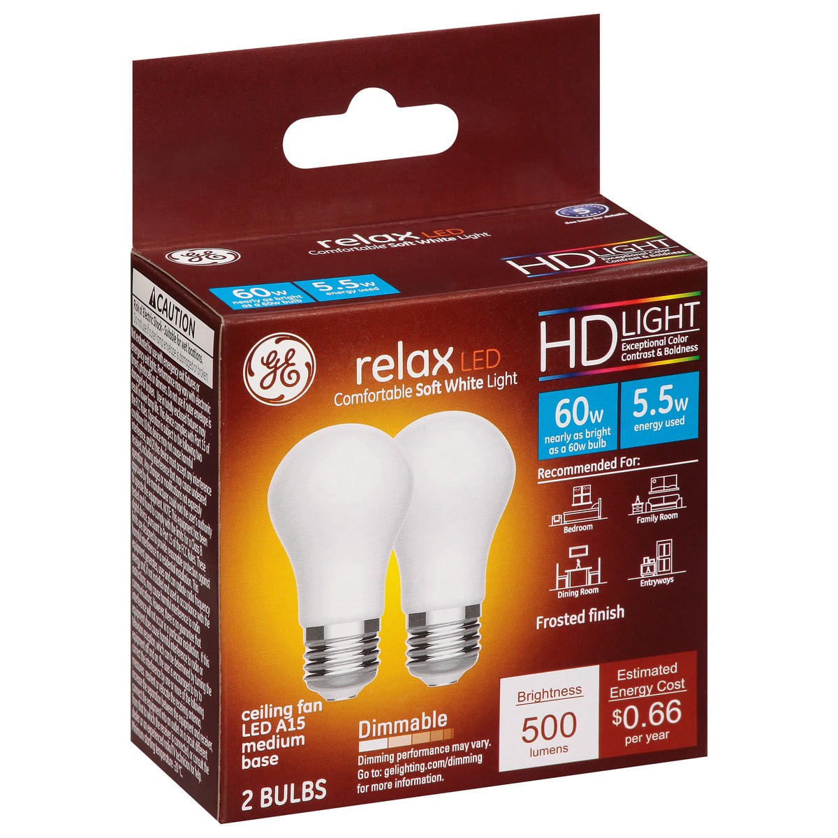 slide 5 of 9, GE Relax 5.5 Watts LED Soft White Light Bulbs 2 ea, 2 ct
